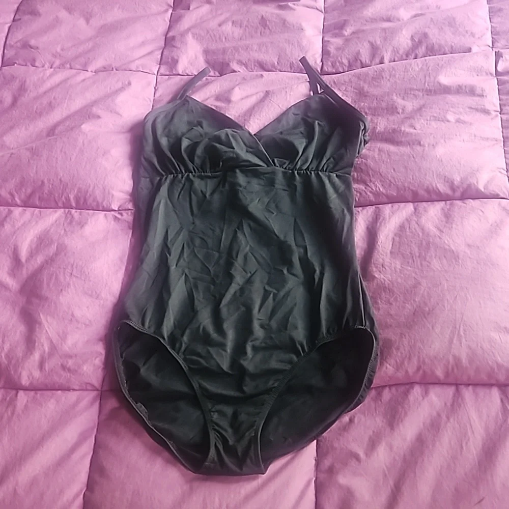Danskin New York City Ballet camisole mock wrap black leotard size L - Picture 1 of 8